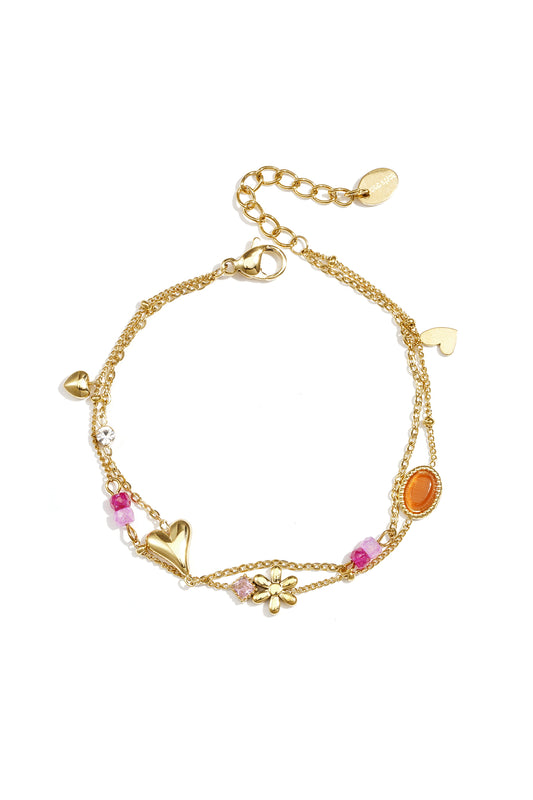 Elegant Gold Heart Charm Bracelet for Women