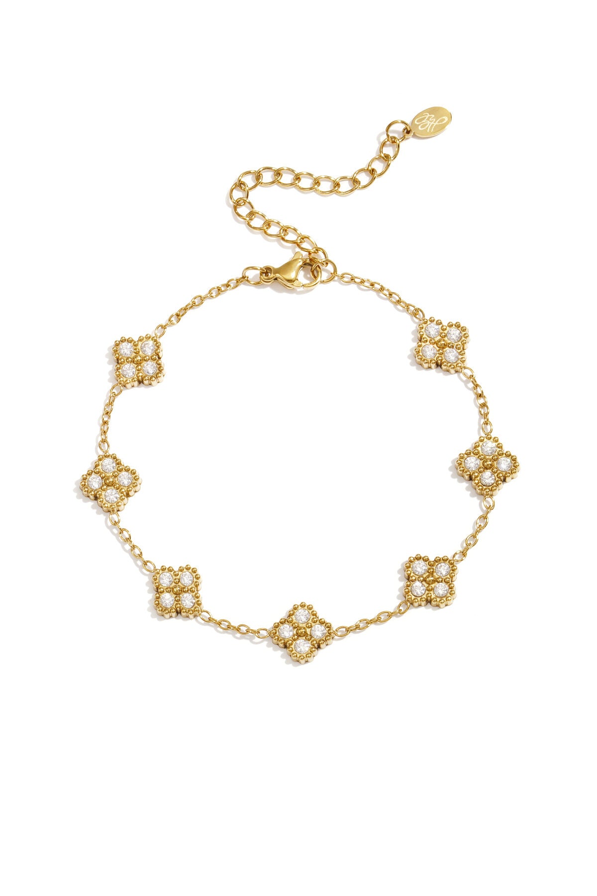 Elegant All-Fit Zircon Charm Bracelet - Silver & Gold