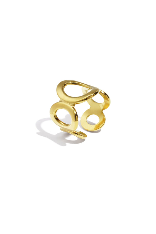 Elegant Adjustable Circle Statement Ring - Silver & Gold