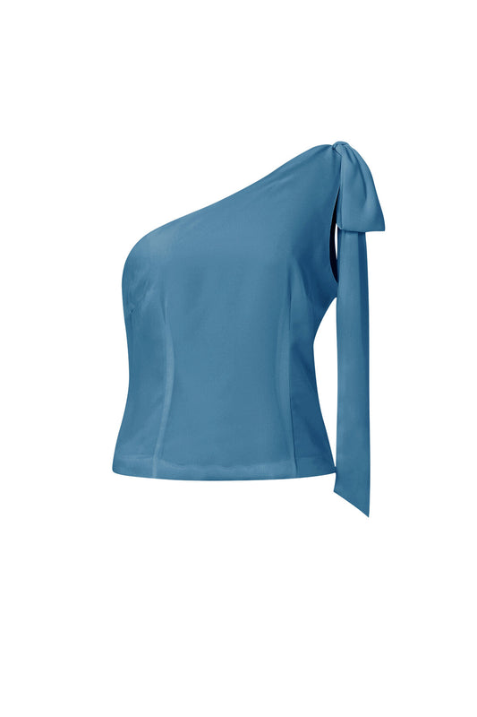 Elegant Spring/Summer Sleeveless Top - Blue & Off-White