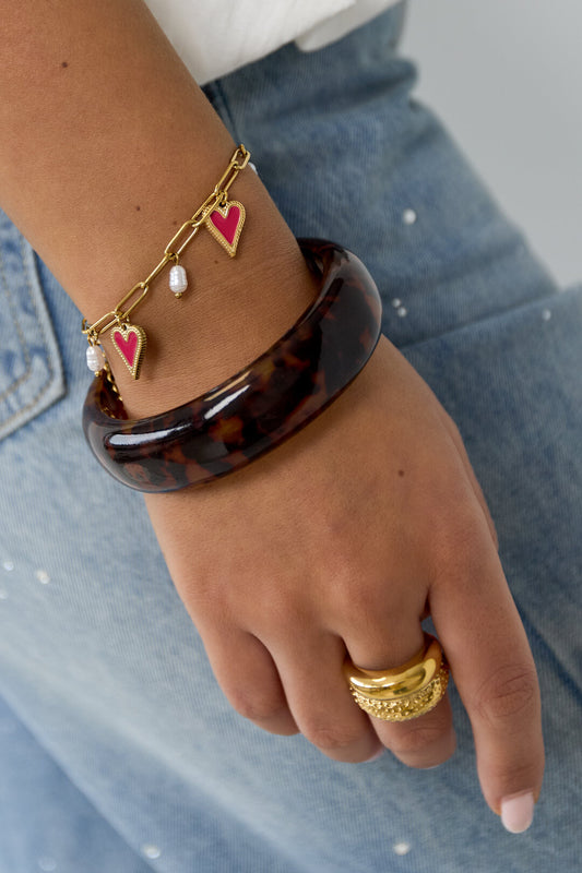 Elegant Gold Heart Charm Bracelet for Valentine's Day
