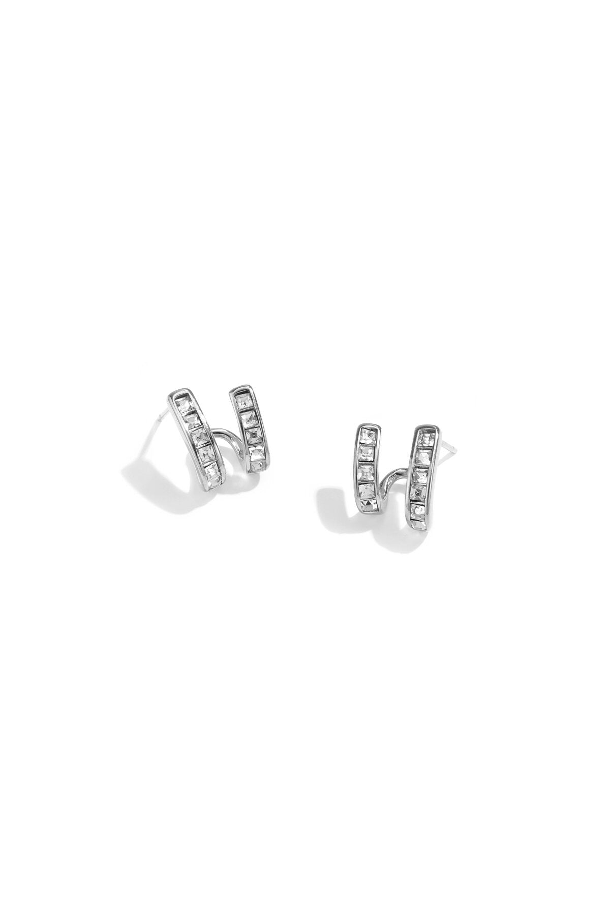 Earrings With Double Effect And Zirconia