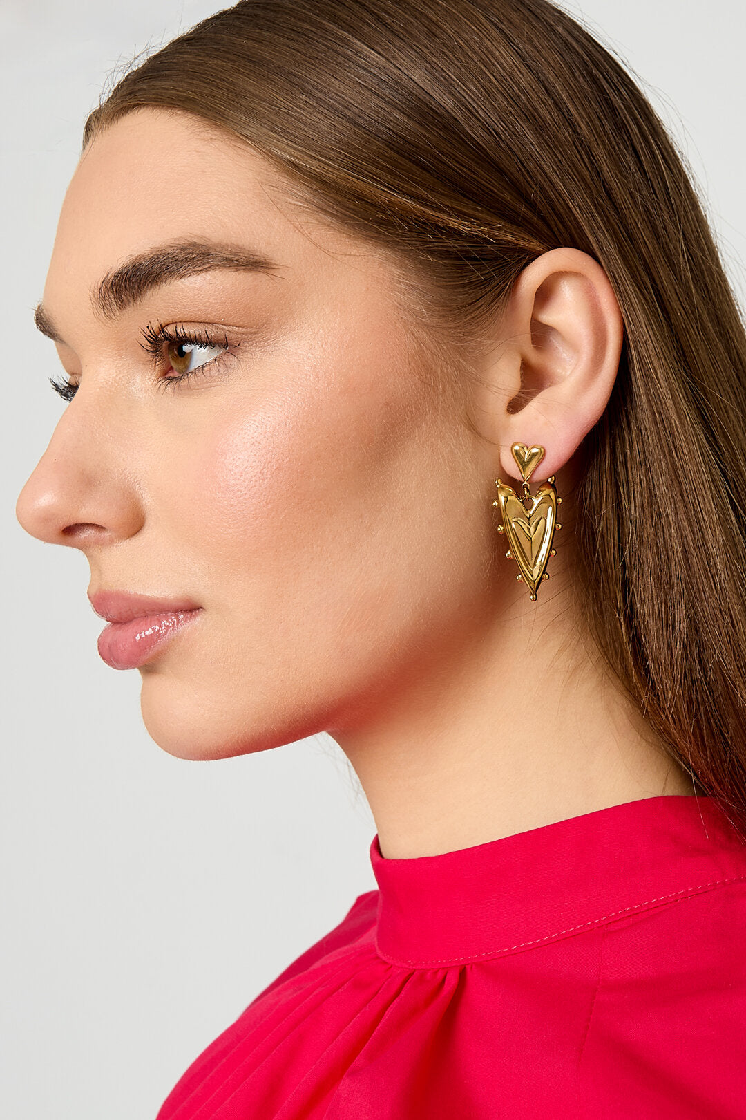 Stylish Gold Heart Drop Earrings for Women