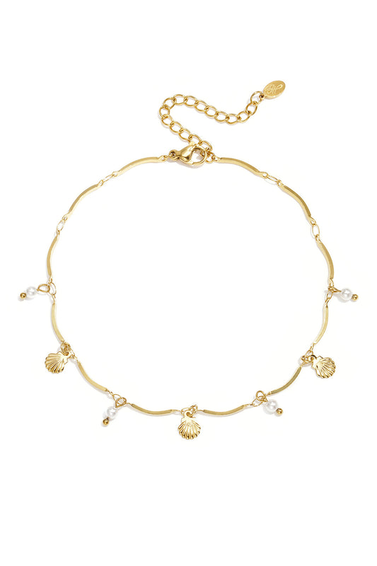 Stylish Gold Stainless Steel Shell Anklet for Summer