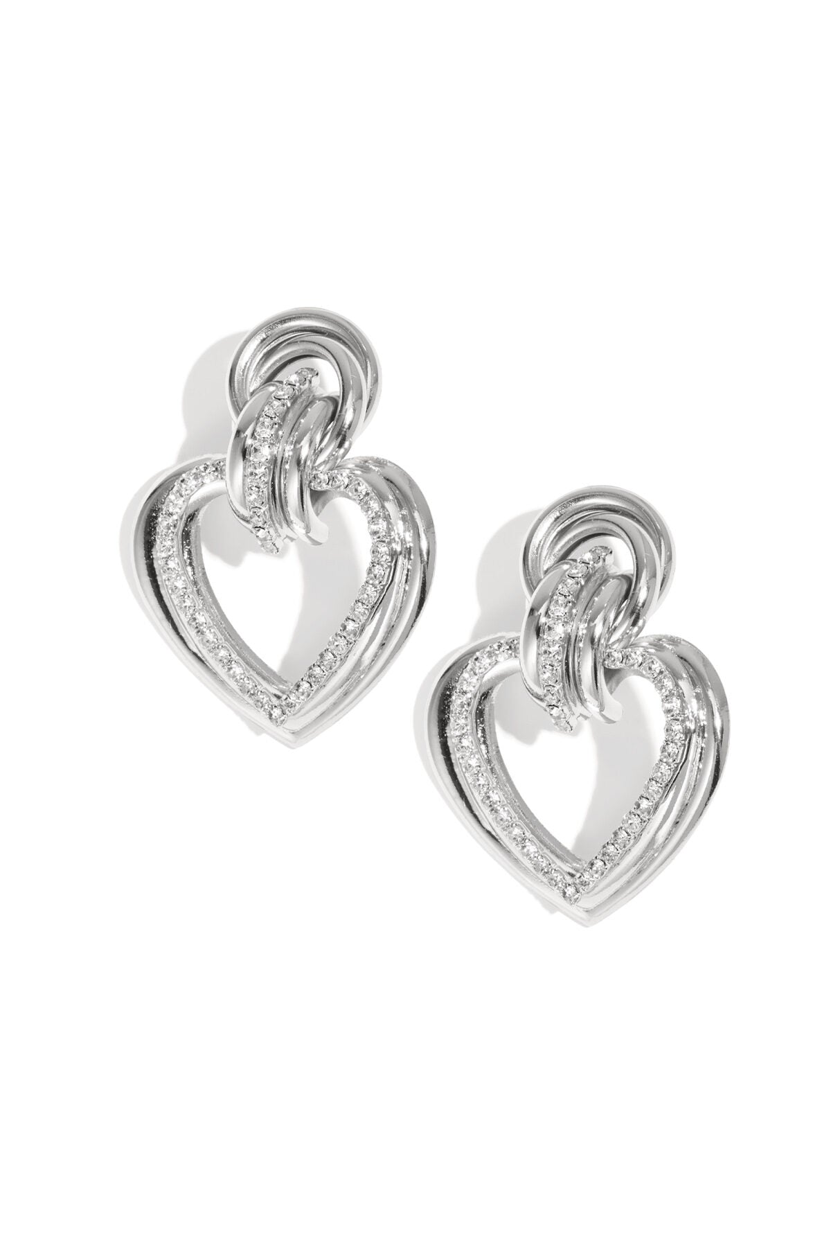 Elegant Heart Shaped Rhinestone Drop Earrings
