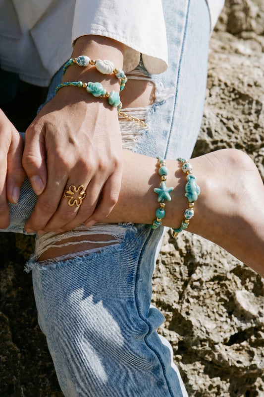 Charming Green and Blue Rope Anklet for Summer