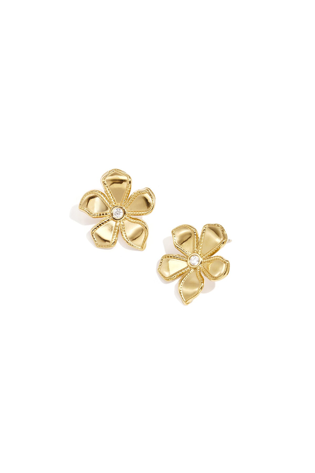 Elegant Gold Color Flower Stud Earrings for Women