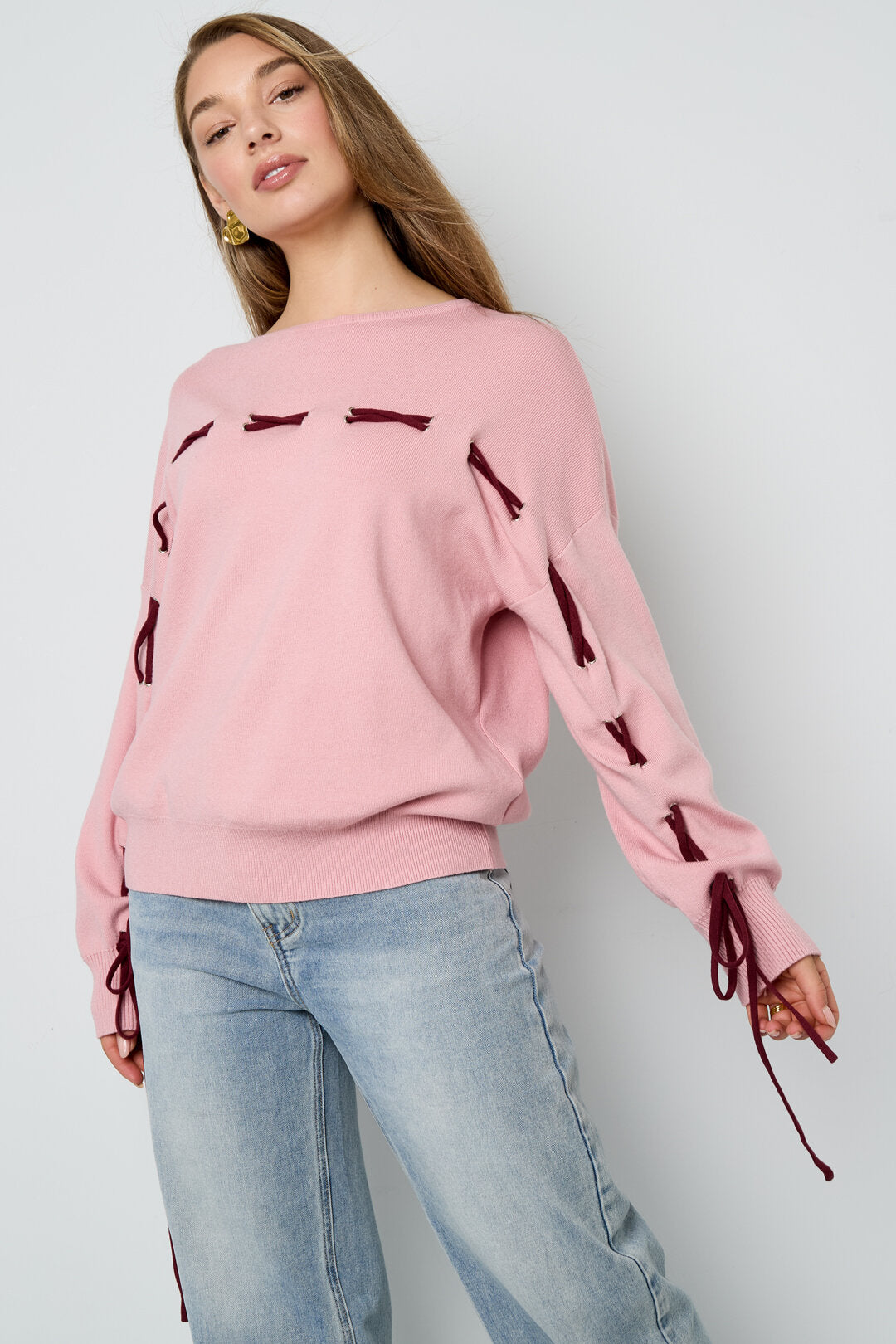 Soft Viscose Knit Sweater for Fall/Winter in Pink, Navy & Black