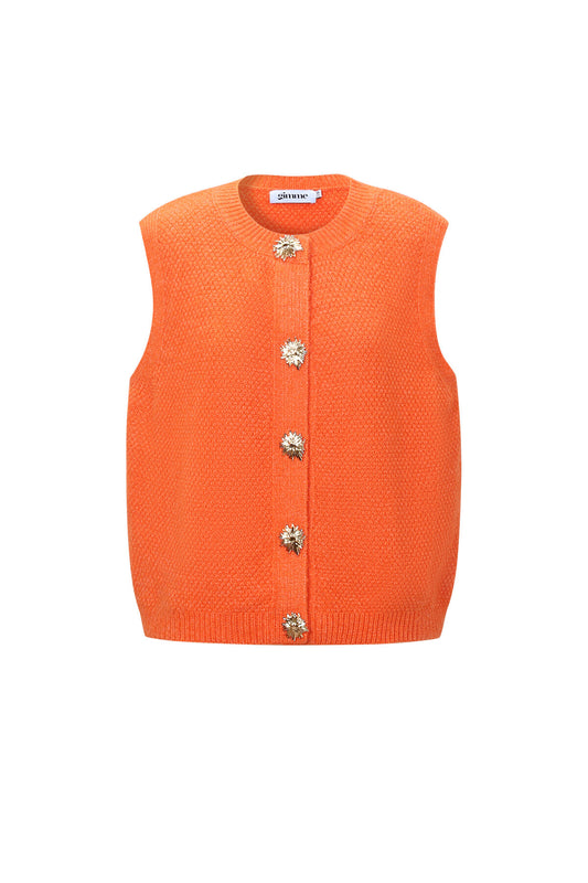 Knitted Polyester Fiber Women's Knitted Vest Casual Solid Color