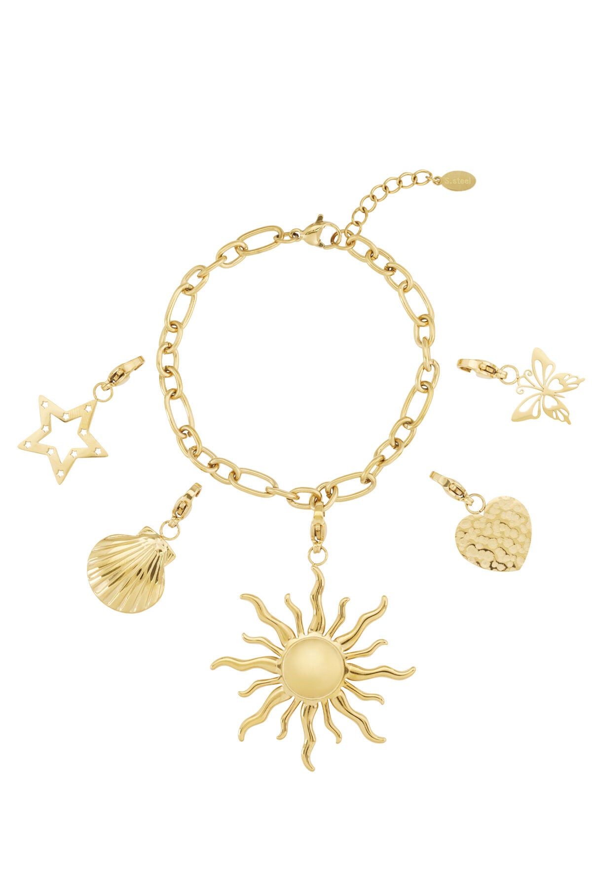 Charming 14K Gold Plated Heart Charm Bracelet