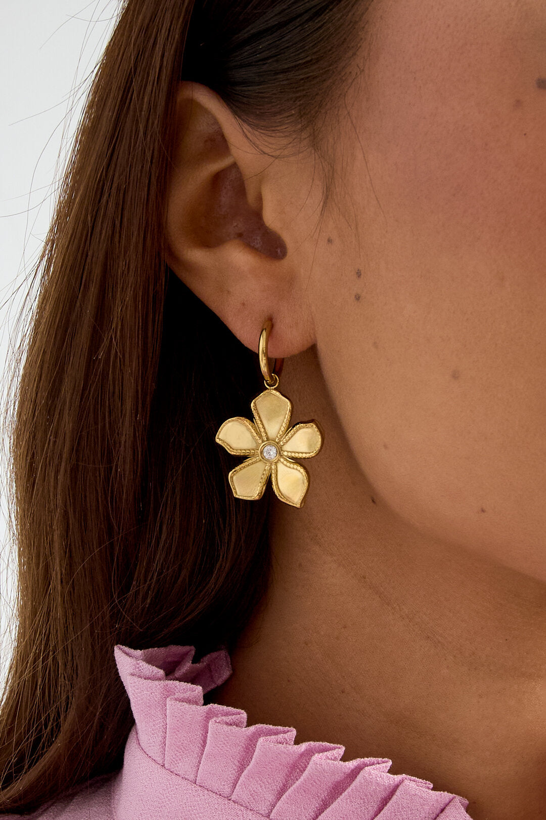 Stainless Steel Drop Earrings Flower Simple Daily Simple Series Women's jewelry