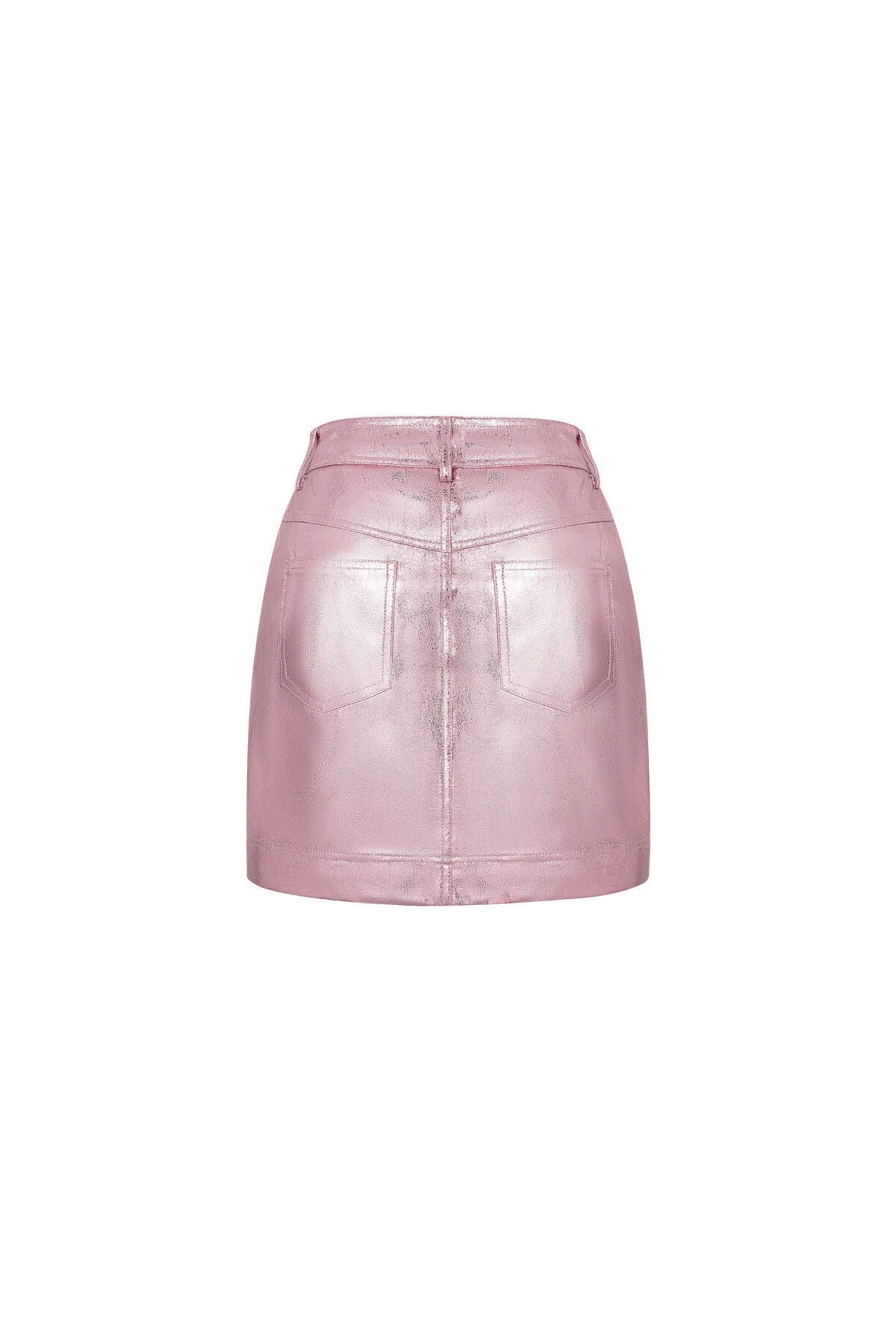 Sexy Pink PU Mini Skirt for Spring/Summer