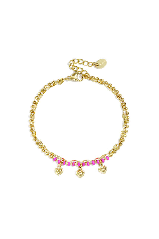 Elegant Gold Multi-Layered Heart Charm Bracelet