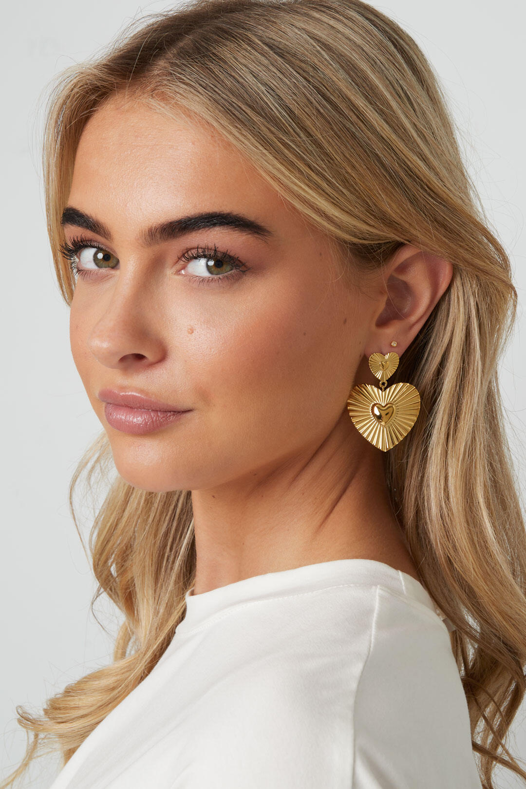 Elegant Gold Heart Drop Earrings for Women