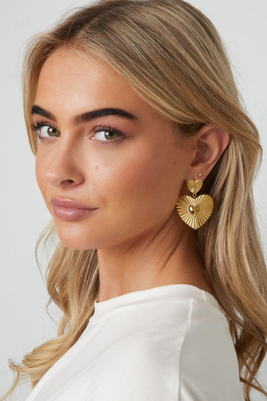 Elegant Gold Heart Drop Earrings for Women