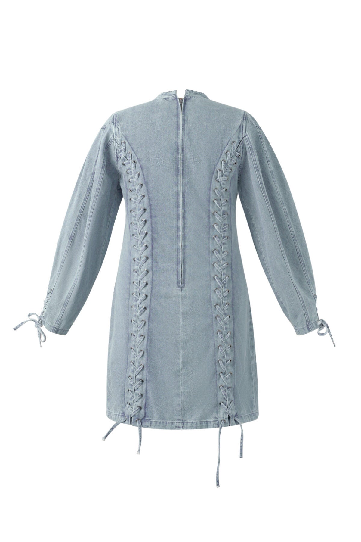 Elegant Blue Cotton Denim Dress for Spring/Summer