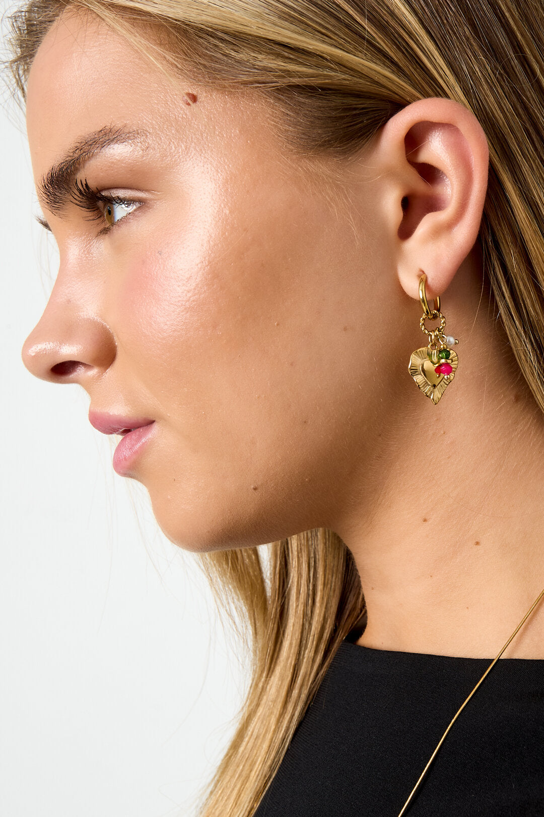 Elegant Gold Heart Drop Earrings for Daily Wear