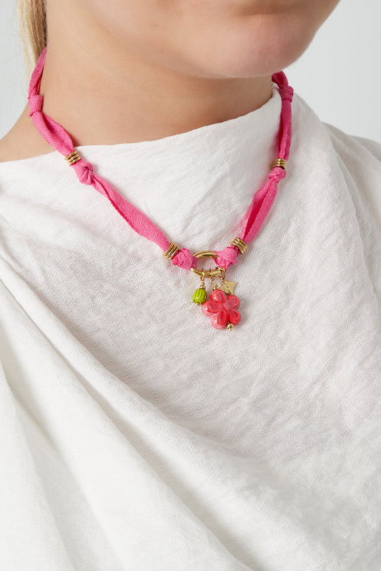 Fuchsia Braided Necklace for Spring/Summer Casual Wear