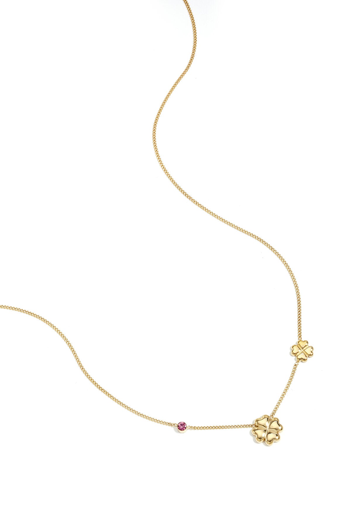 Elegant Stainless Steel Clover Pendant Necklace - Pink & Green