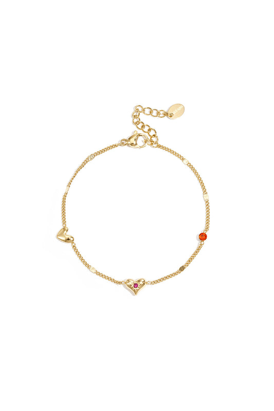 Elegant All-Fit Heart Charm Bracelet - Silver & Gold