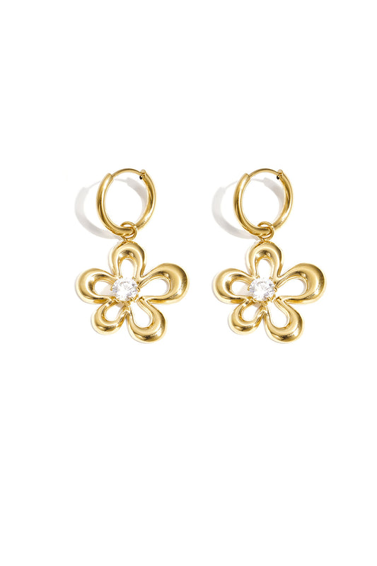 Elegant Gold Color Flower Drop Earrings for Women