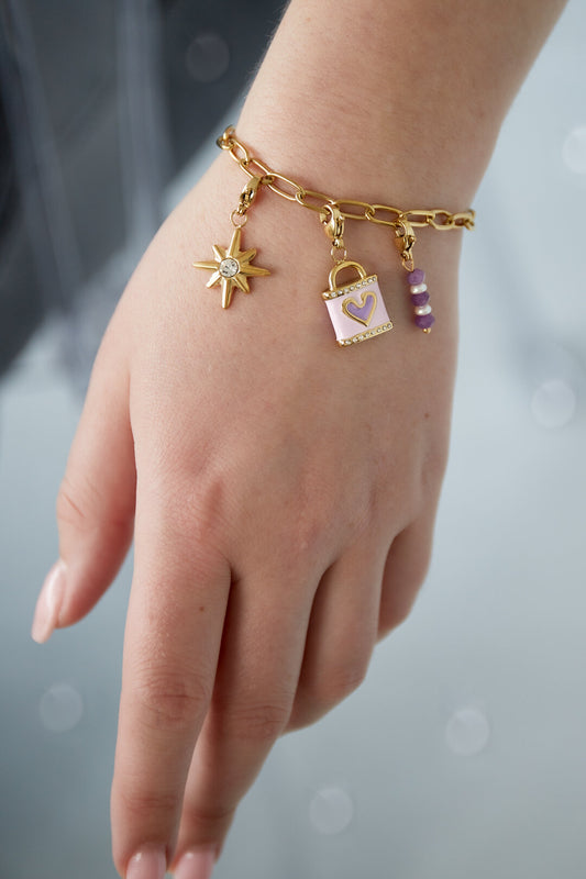 Elegant 14K Gold Plated Charm Bracelet for Women