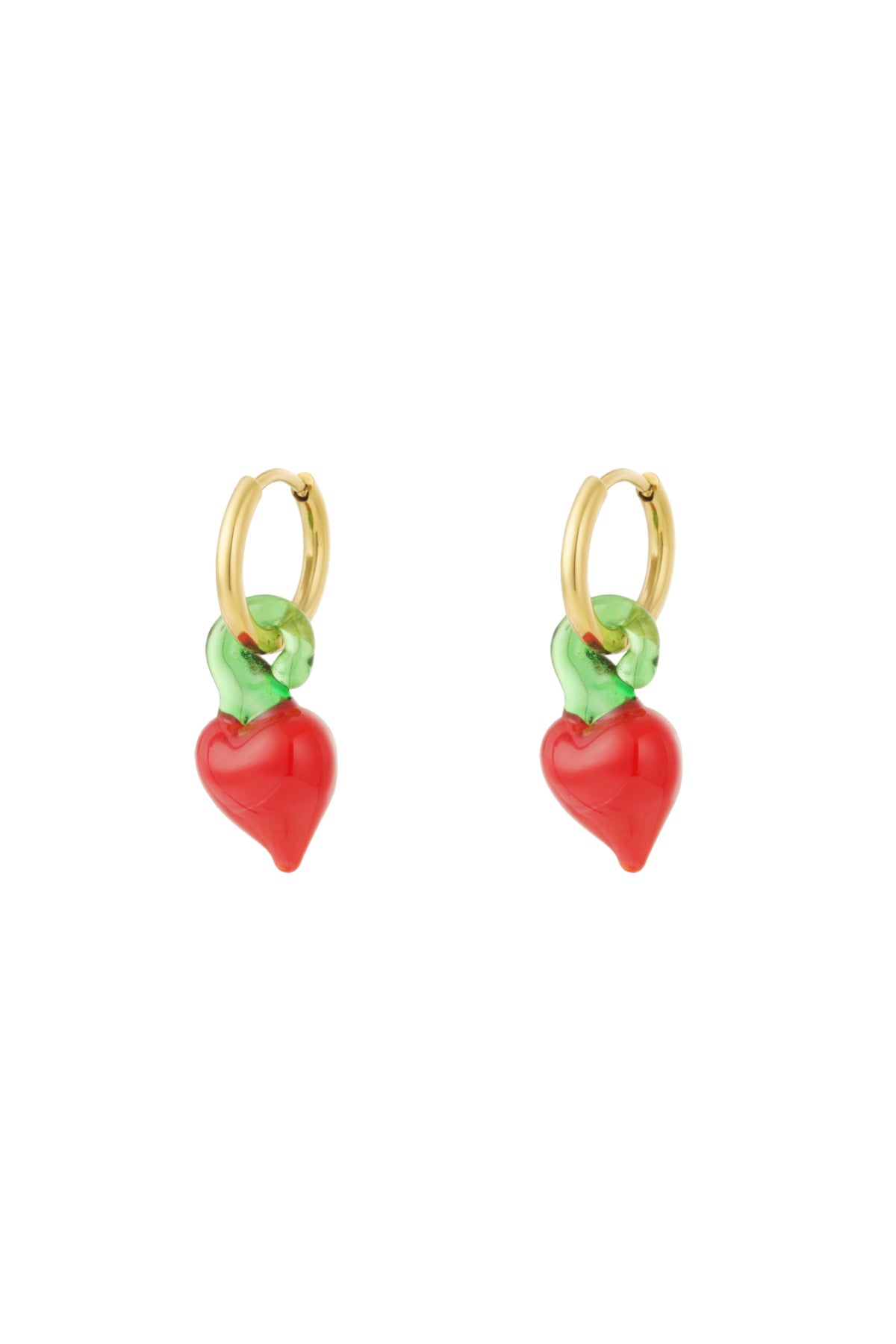 14K Gold Plated Red Glaze Drop Earrings for Women