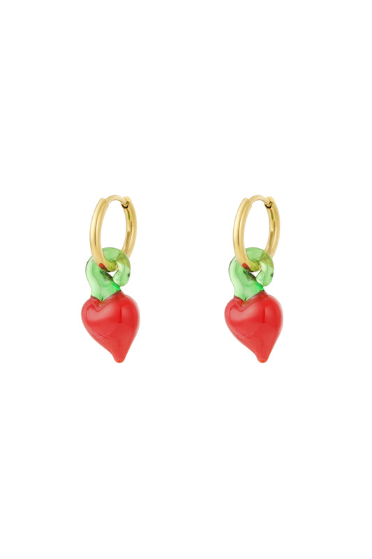 14K Gold Plated Red Glaze Drop Earrings for Women