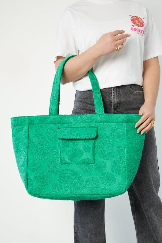 Stylish Polyester Shopper Bags in Pink and Green