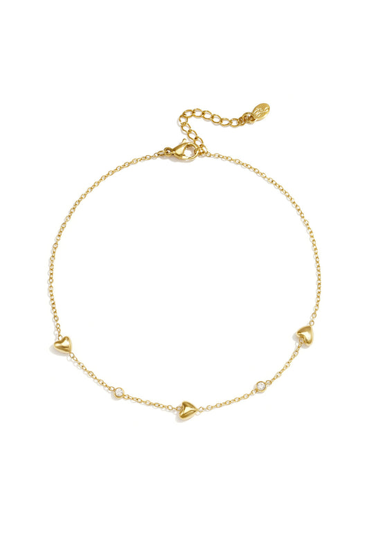 Elegant Gold Color Heart Ankle Bracelet for Summer