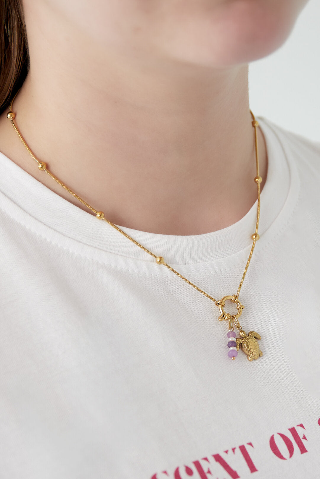 14K Gold Plated Oceanic Style Pendant Necklace