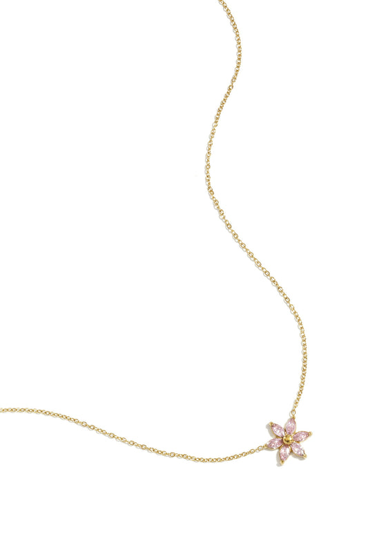 Elegant Pink Flower Pendant Necklace for Spring/Summer