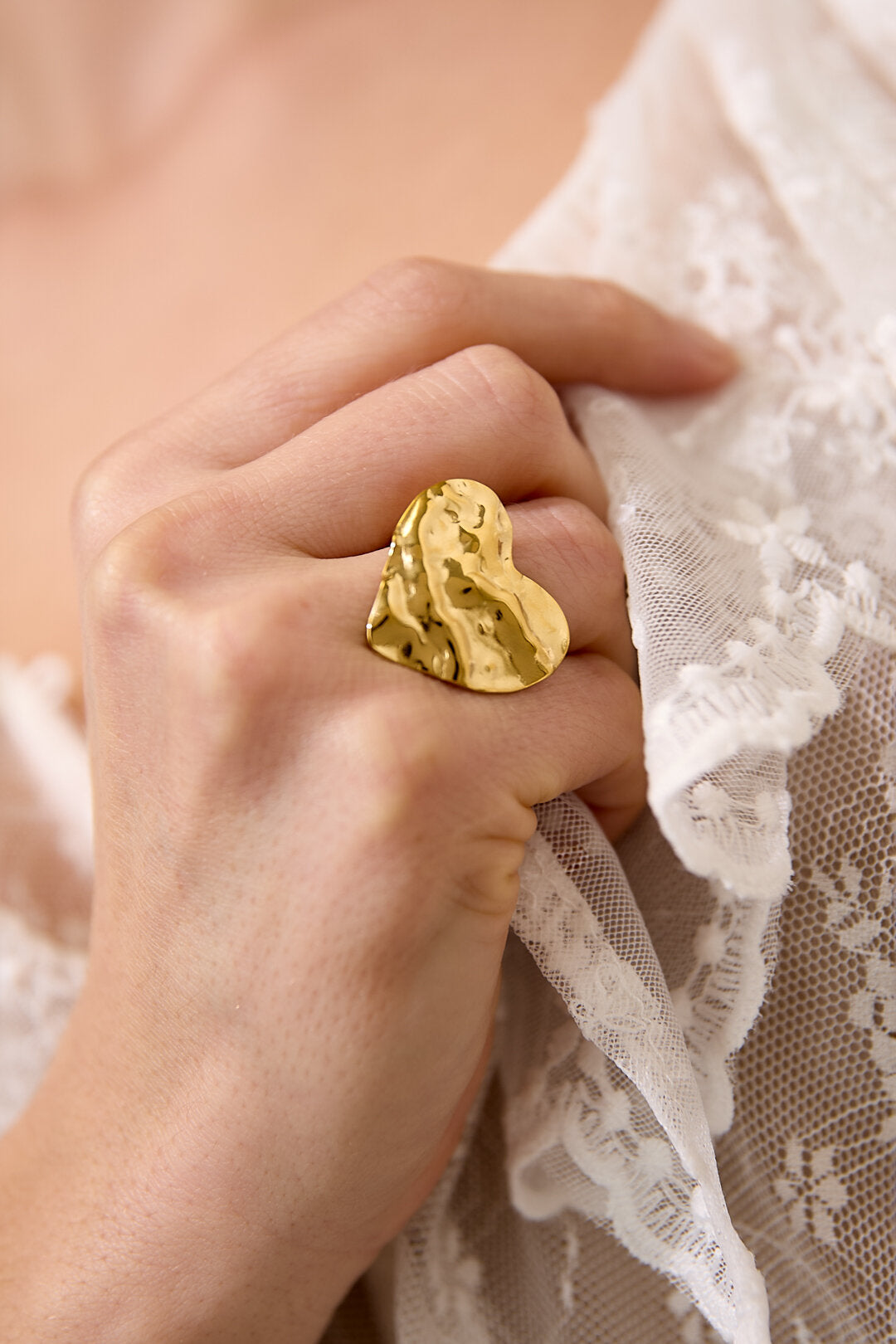 Elegant Adjustable Heart Statement Ring - All Sizes