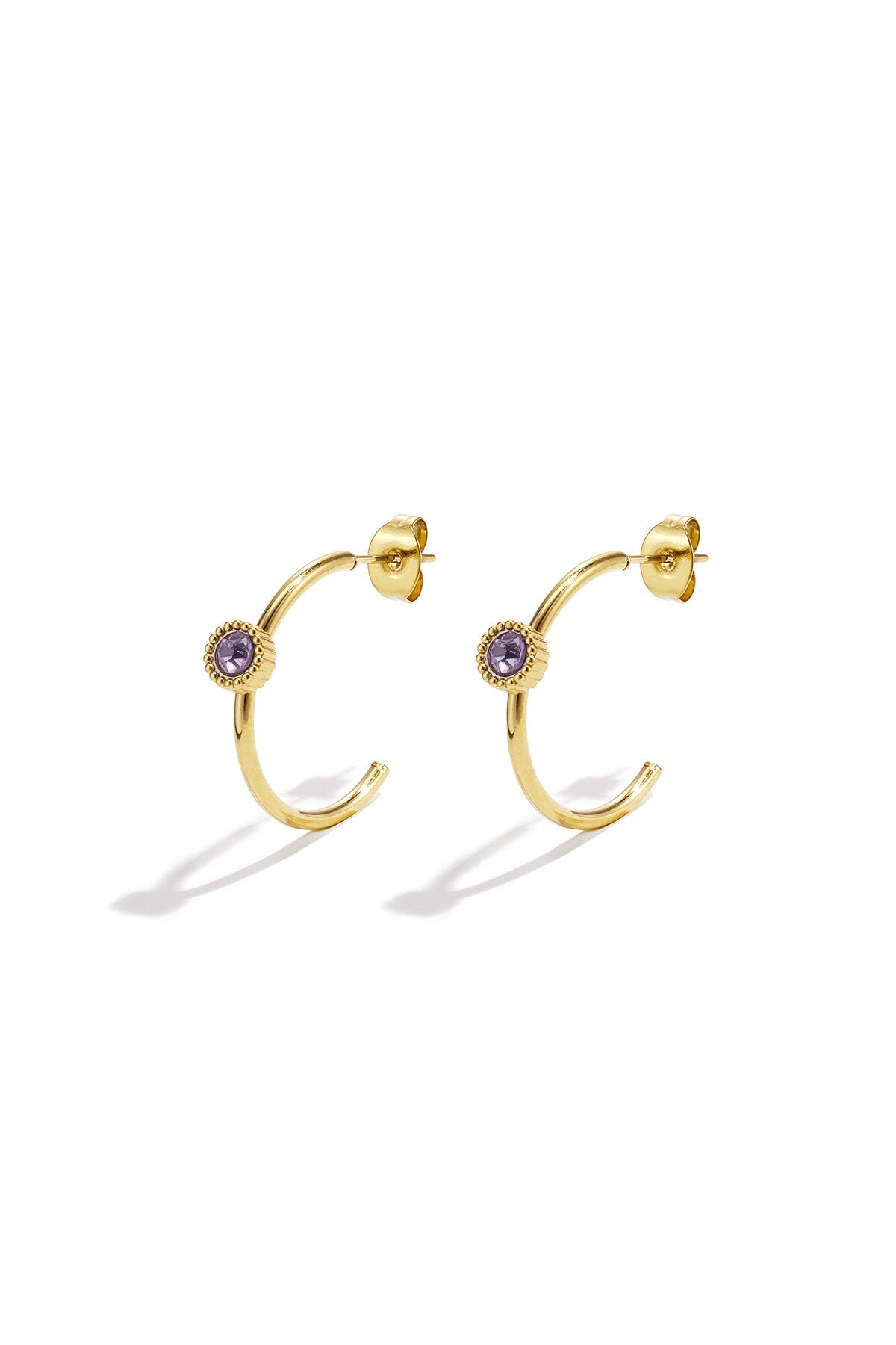 Chic Stainless Steel Rhinestone Hoop Earrings