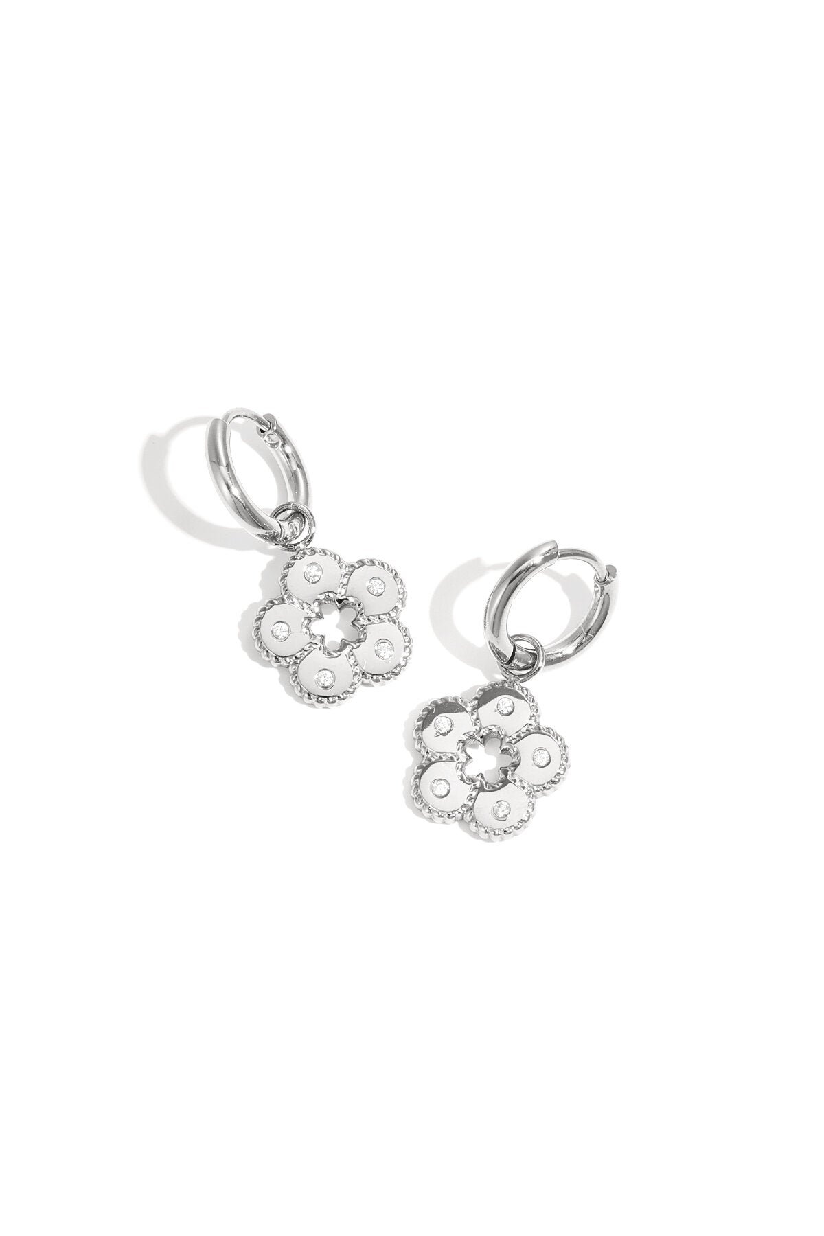 Elegant Flower Drop Earrings for Women - Silver & Gold