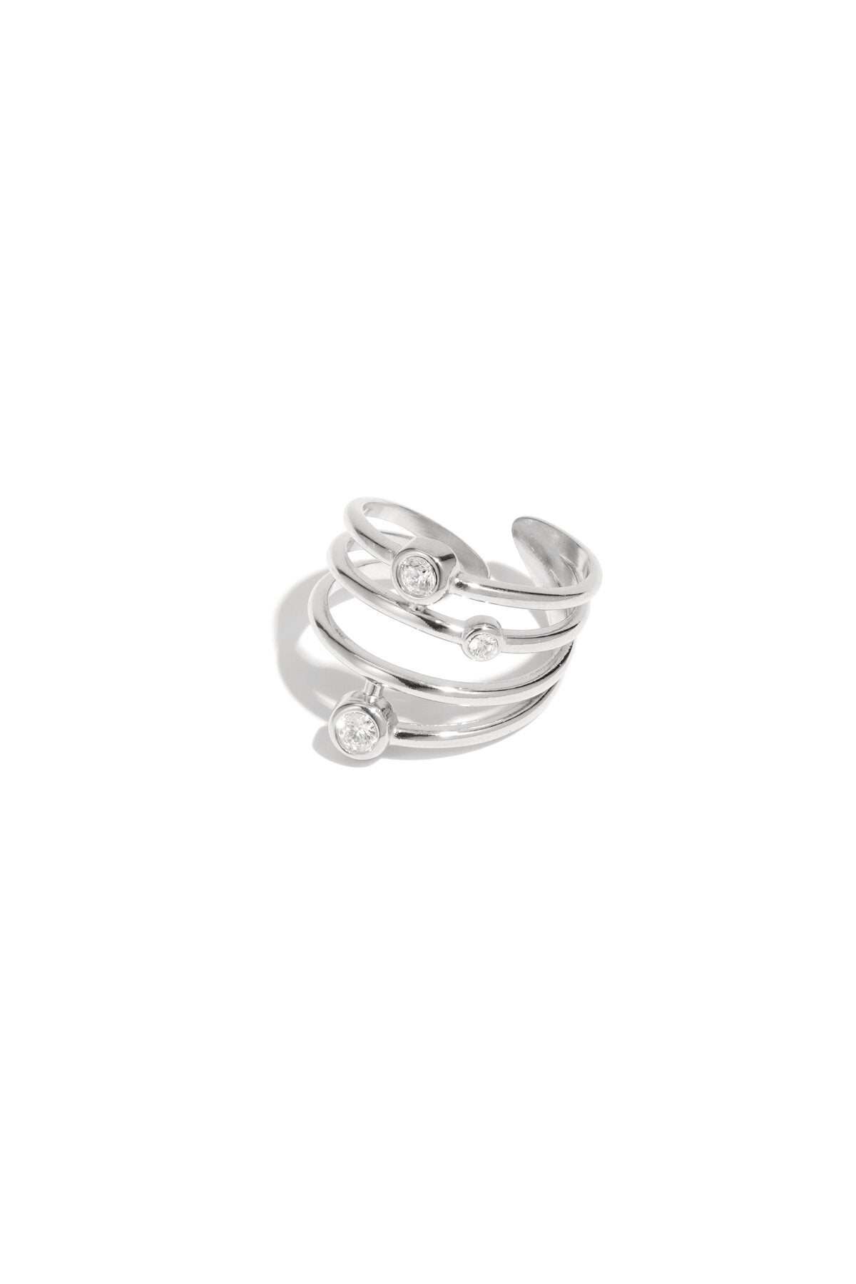 Stylish Adjustable Statement Ring in Silver & Gold