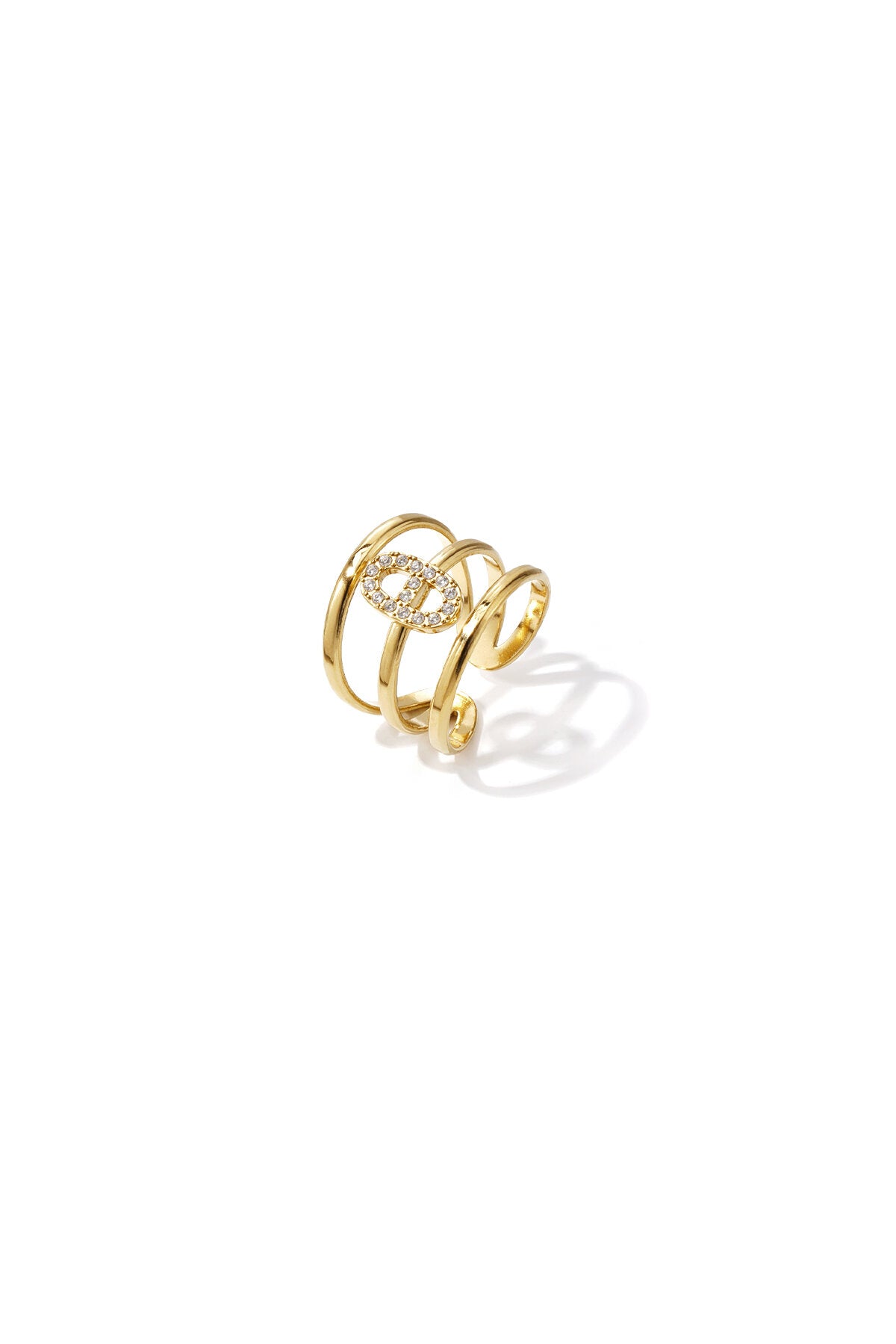 Elegant Adjustable Statement Ring in Silver & Gold