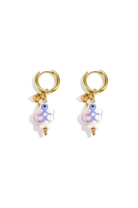 Stylish Pink & Orange Fish Drop Earrings for Spring/Summer