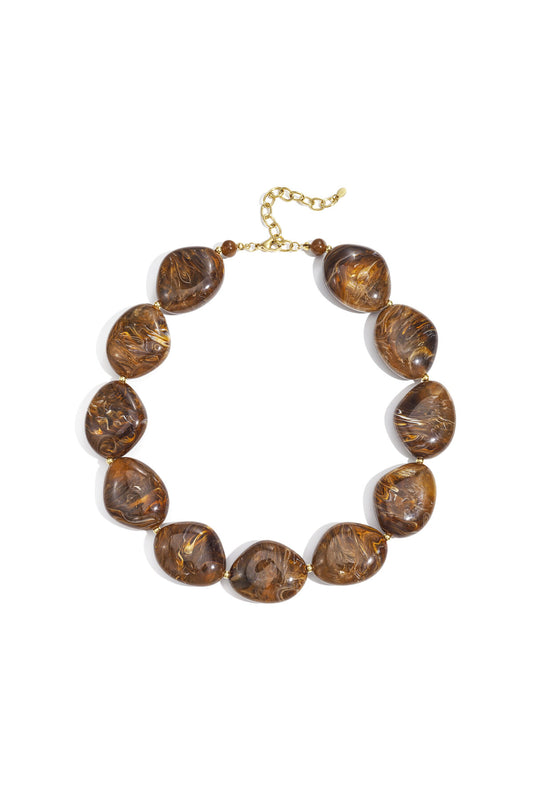 Chic Brown and Crimson Beaded Necklace for Fall
