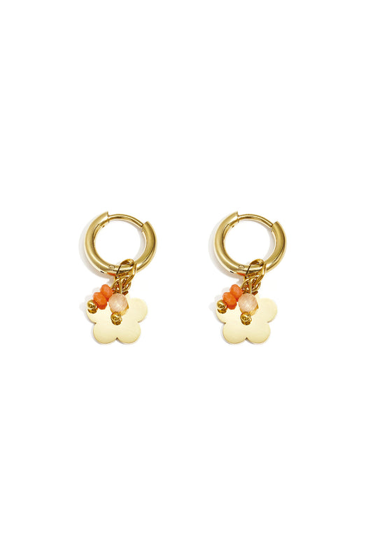 Stylish Orange & Pink Crystal Drop Earrings for Spring