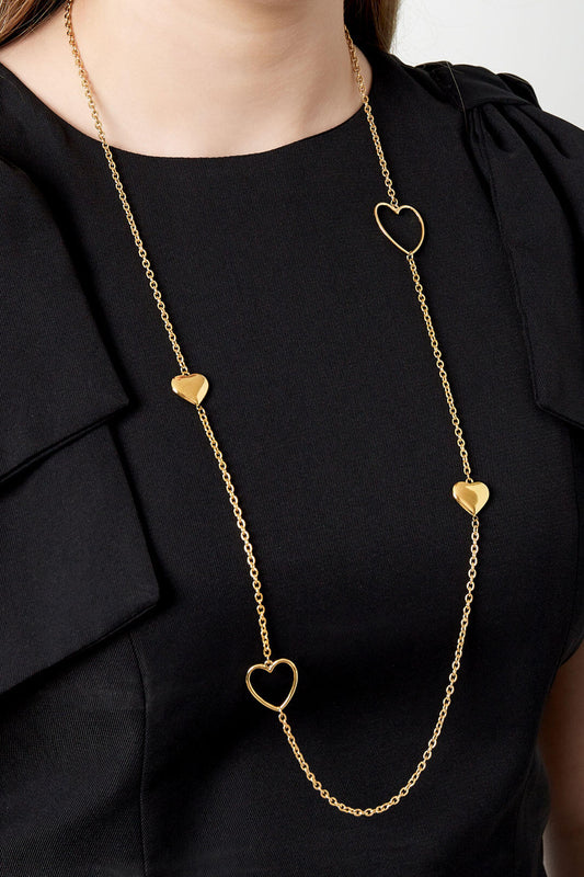 Elegant 14K Gold Plated Heart Long Necklace