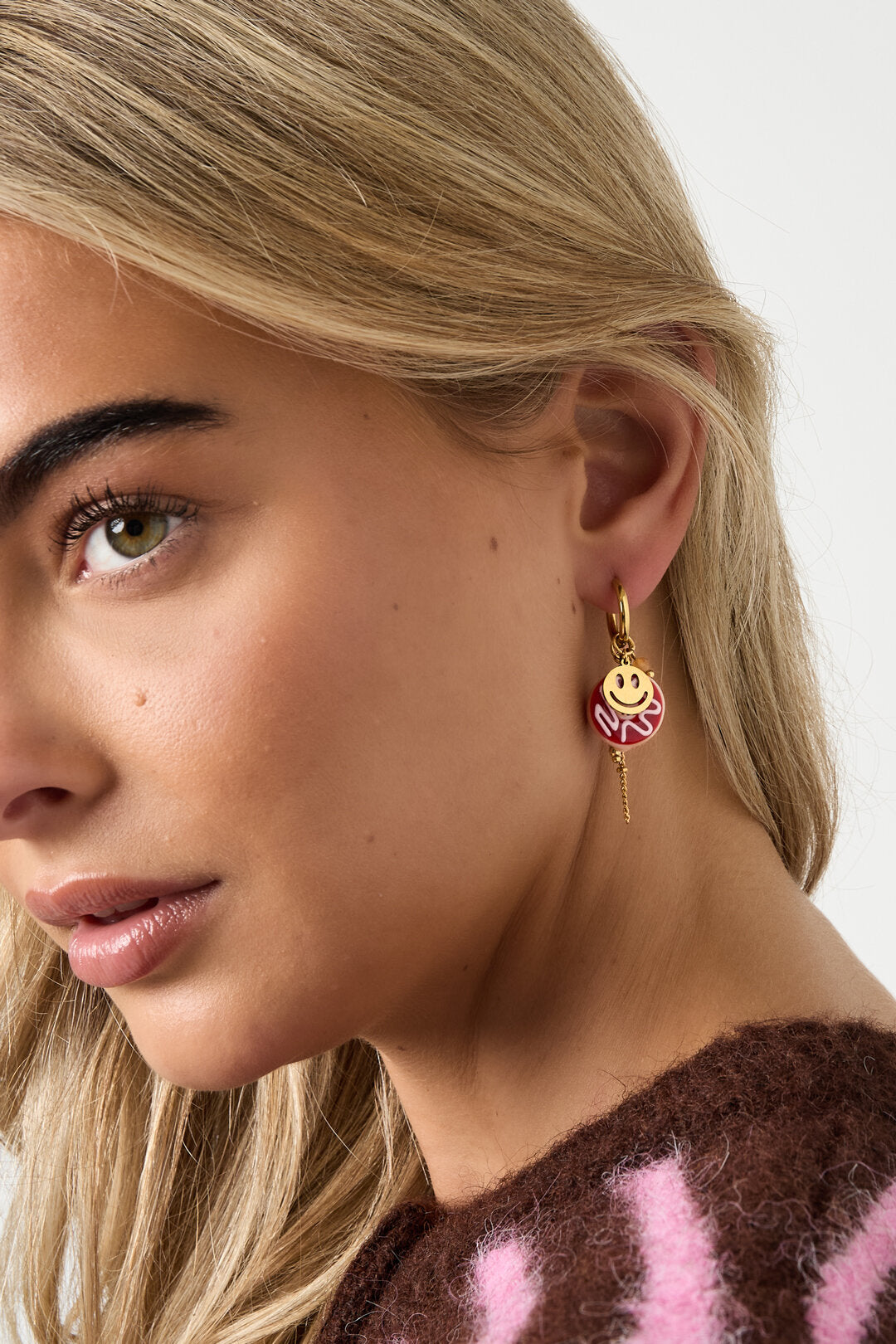 Stylish Gold-Toned Smiling Face Drop Earrings