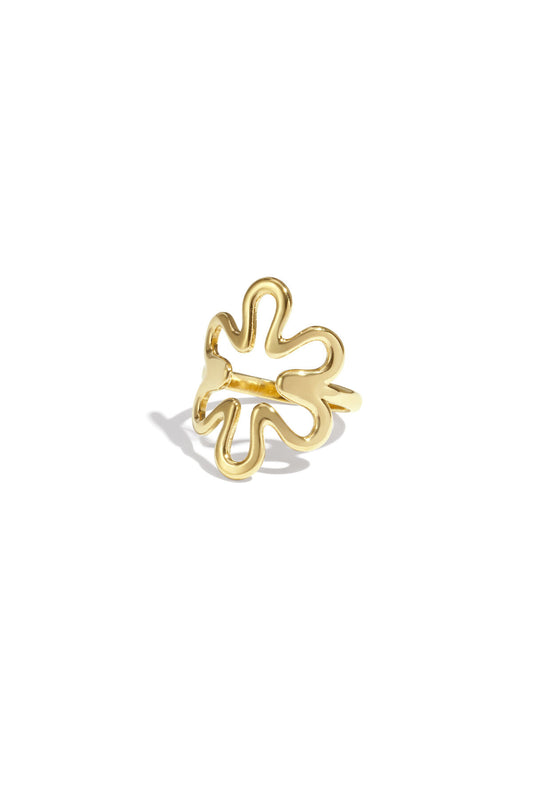 Elegant Adjustable Flower Ring - Silver & Gold