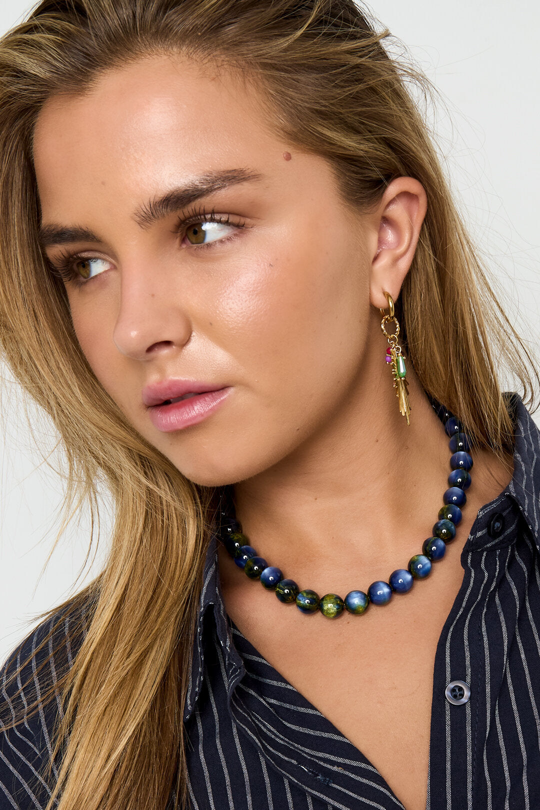 Chic Resin & Stainless Steel Beaded Necklace