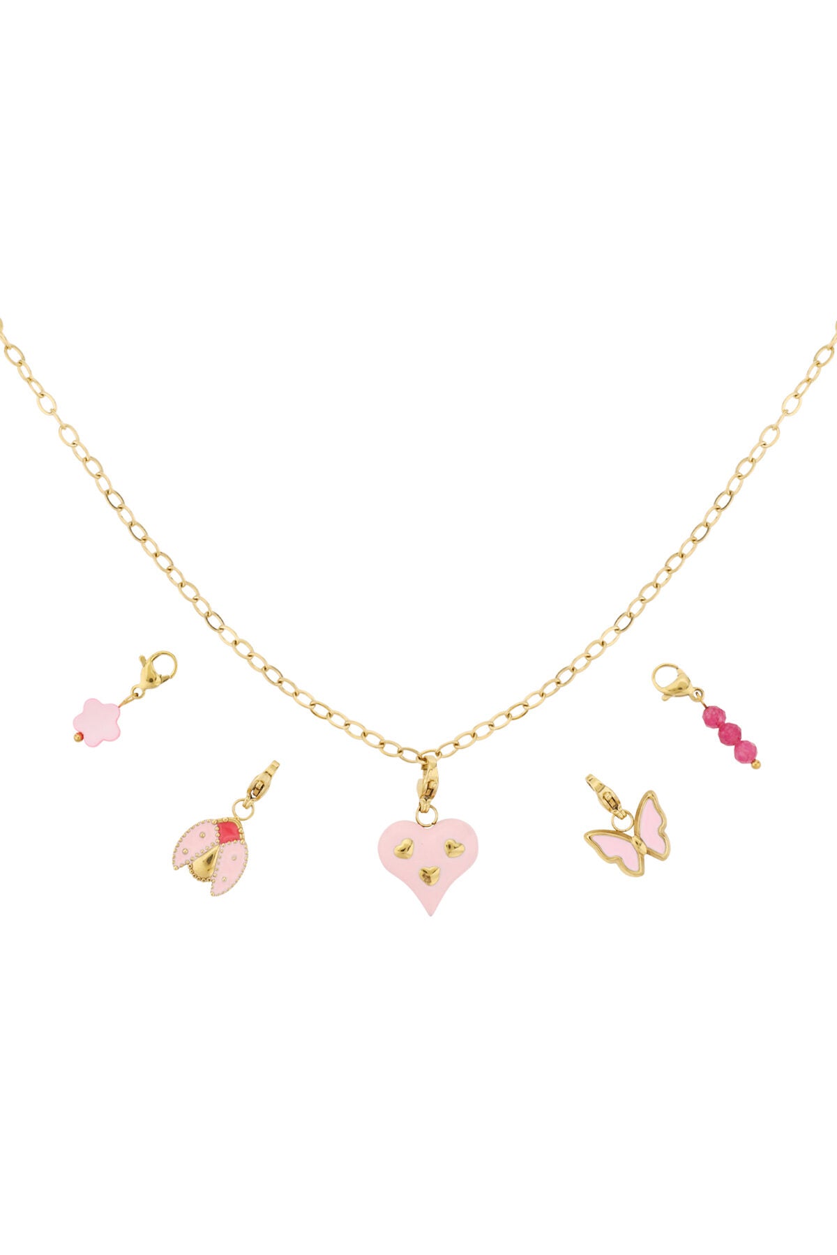Elegant Pink 14K Gold Plated Flower Pendant Necklace