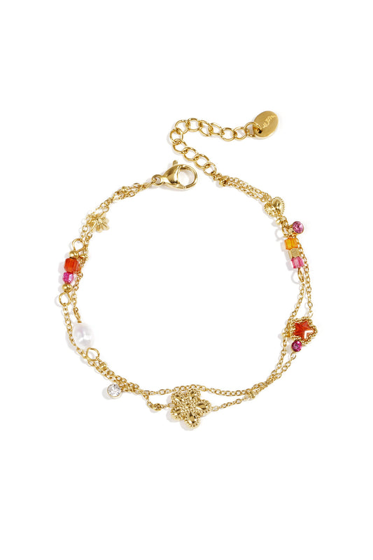 Elegant Gold Color Multi-Layered Charm Bracelet for Women