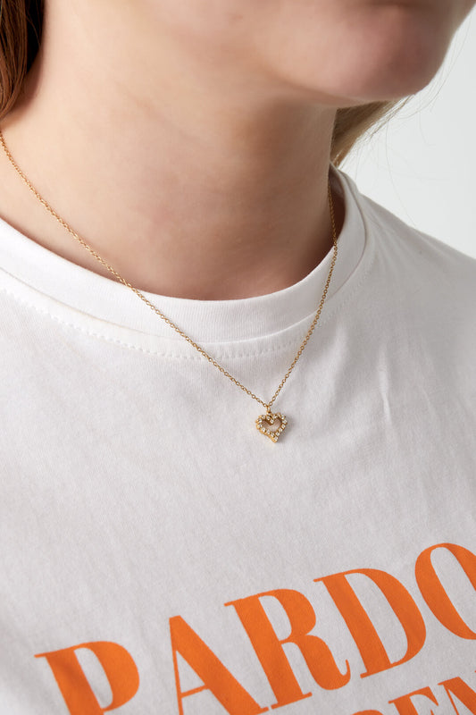 Elegant Heart Pendant Necklace, 14K Gold & Silver