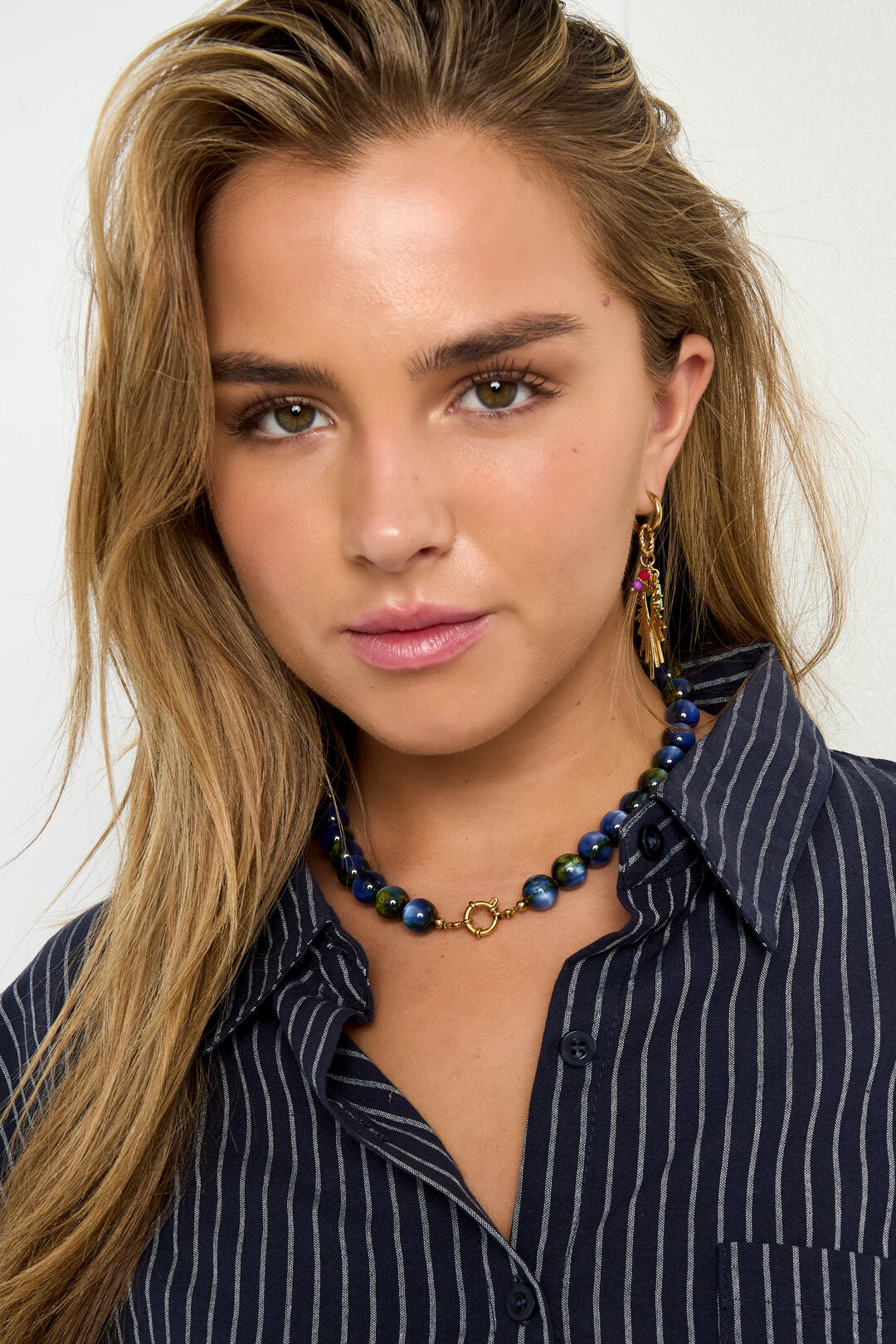 Chic Resin & Stainless Steel Beaded Necklace