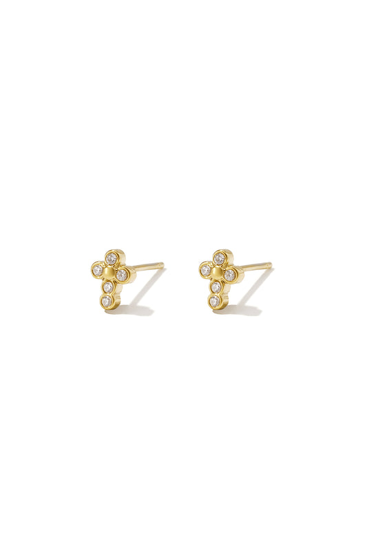 Roestvrijstalen oorknopjes met kruisje, casual, alledaags en eenvoudig, dames sieraden