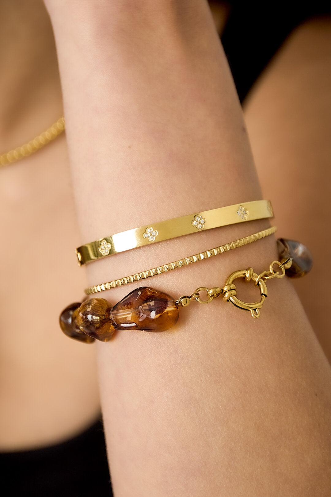 Elegant Brown Beaded Bracelet for Women - Classic Retro Style